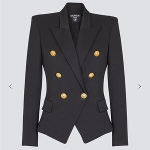 Balmain Women’s Blazer - Black /Gold Buttons Jacket - Size FR 44 (Approx. 12 US)